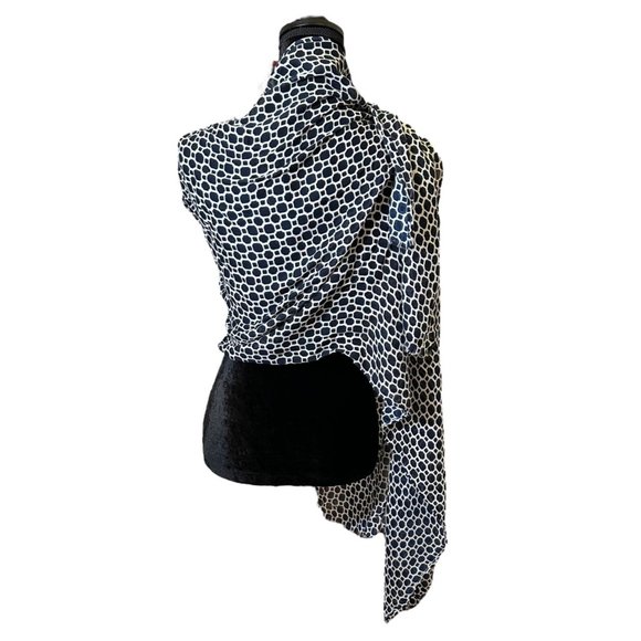 Unbranded Scarf Womens Long Rectangle Blue White Geometric Semi Sheer Fringe - Picture 6 of 9